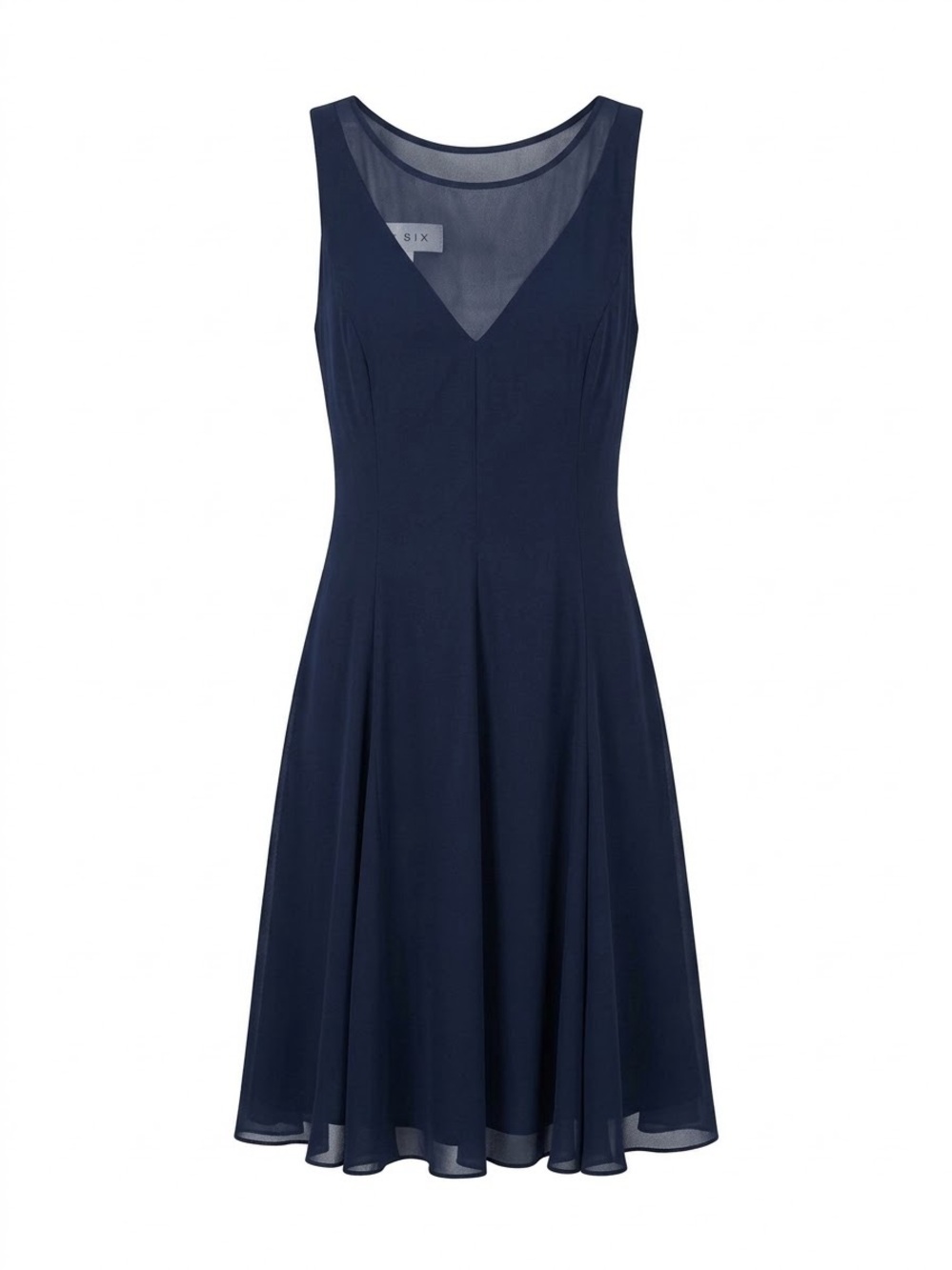 After Six Navy Sleeveless V-Neck Fit-and-Flare Dress